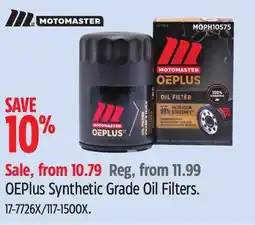 Canadian Tire Motomaster OEPlus Synthetic Grade Oil Filters offer