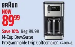 Canadian Tire Braun 14-Cup BrewSense Programmable Drip Coffeemaker offer