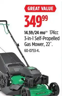 Canadian Tire Certified 174cc 3-in-1 Self-Propelled Gas Mower, 22˝ offer