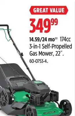 Canadian Tire Certified 174cc 3-in-1 Self-Propelled Gas Mower, 22˝ offer