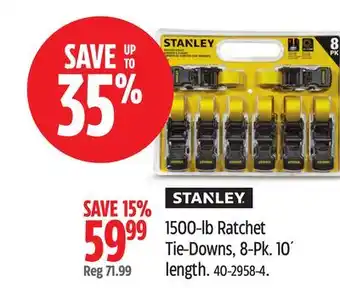 Canadian Tire STANLEY 1500-lb Ratchet Tie-Downs, 8-Pk. 10´ length offer