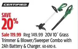 Canadian Tire Certified 20V 10 Grass Trimmer & Blower/Sweeper Combo with 2Ah Battery & Charger offer