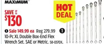 Canadian Tire Maximum 10-Pc XL Double Box-End Flex Wrench Set offer
