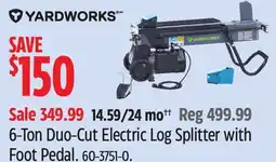 Canadian Tire Yardworks 6-Ton Duo-Cut Electric Log Splitter with Foot Pedal offer