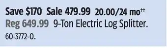 Canadian Tire Yardworks 9-Ton Electric Log Splitter offer