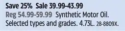 Canadian Tire Mobil Synthetic Motor Oil. Selected types and grades offer
