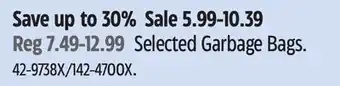 Canadian Tire Selected Garbage Bags offer
