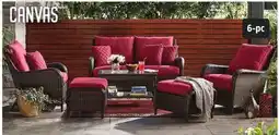Canadian Tire Canvas Rosedale Conversation Set 2 chairs, 2 ottomans, sofa and coffee table offer