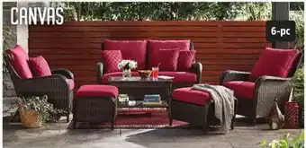 Canadian Tire Canvas Rosedale Conversation Set 2 chairs, 2 ottomans, sofa and coffee table offer