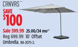 Canadian Tire canvas 10´ Offset Umbrella offer
