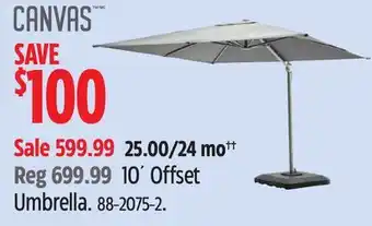 Canadian Tire canvas 10´ Offset Umbrella offer
