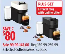 Canadian Tire Nespresso Selected Coffeemakers offer