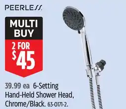 Canadian Tire Peerless 6-Setting Hand-Held Shower Head, Chrome/Black offer
