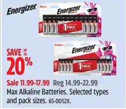 Canadian Tire Energizer Max Alkaline Batteries offer