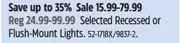 Canadian Tire Selected Recessed or Flush-Mount Lights offer