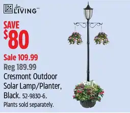 Canadian Tire For-living Cresmont Outdoor Solar Lamp/Planter, Black offer