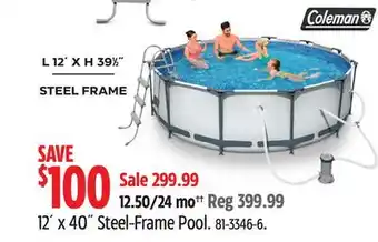 Canadian Tire Coleman 12´ x 40˝ Steel-Frame Pool offer