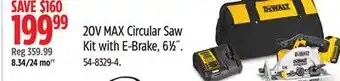 Canadian Tire Dewalt 20V MAX Circular Saw Kit with E-Brake, 61⁄2˝ offer