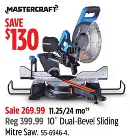 Canadian Tire Mastercraft 10 Dual-Bevel Sliding Mitre Saw offer