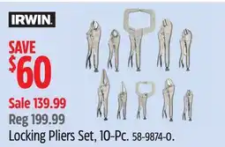 Canadian Tire Irwin Locking Pliers Set offer