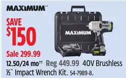 Canadian Tire Maximum 40V Brushless 1⁄2 Impact Wrench Kit offer