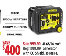 Canadian Tire Champion Generator with CO Shield offer