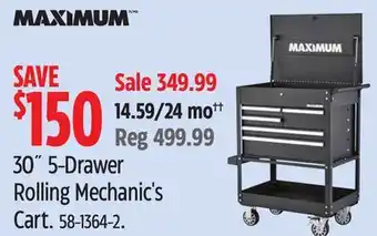 Canadian Tire Maximum 30˝ 5-Drawer Rolling Mechanic's Cart offer