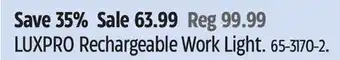 Canadian Tire LUXPRO Rechargeable Work Light offer