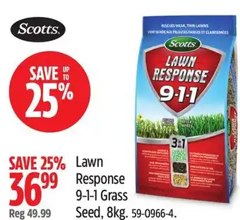 Canadian Tire Scotts Lawn Response 9-1-1 Grass Seed, 8kg offer