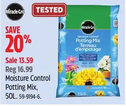Canadian Tire Miracle-Gro Moisture Control Potting Mix, 50L offer