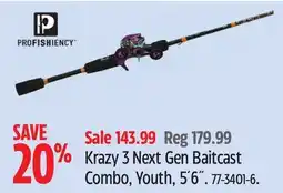 Canadian Tire Profishiency Krazy 3 Next Gen Baitcast Combo, Youth, 5´6˝ offer
