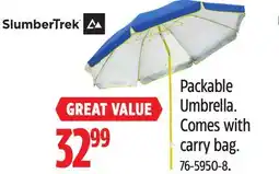 Canadian Tire slumbertrek Packable Umbrella. Comes with carry bag offer