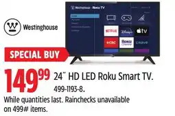 Canadian Tire Westinghouse 24˝ HD LED Roku Smart TV offer
