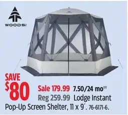 Canadian Tire Woods Lodge Instant Pop-Up Screen Shelter, 11 x 9´ offer