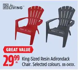 Canadian Tire For Living King-Sized Resin Adirondack Chair offer