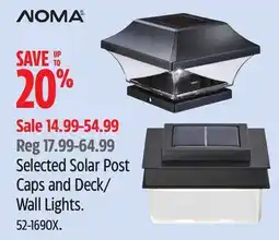 Canadian Tire NOMA Selected Solar Post Caps and Deck/Wall Lights offer