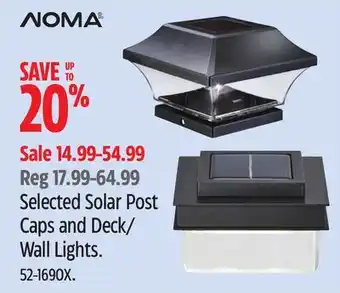 Canadian Tire NOMA Selected Solar Post Caps and Deck/Wall Lights offer