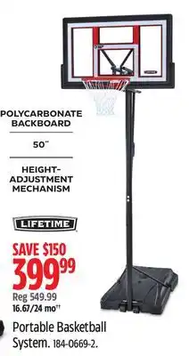 Canadian Tire Lifetime Portable Basketball System offer