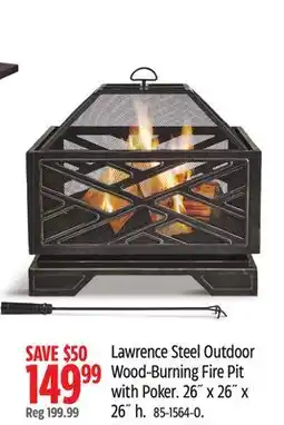 Canadian Tire FOR LIVING Lawrence Steel Outdoor Wood-Burning Fire Pit with Poker offer