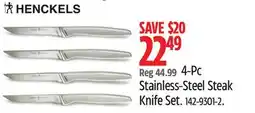Canadian Tire Henckels 4-Pc Stainless-Steel Steak Knife Set offer