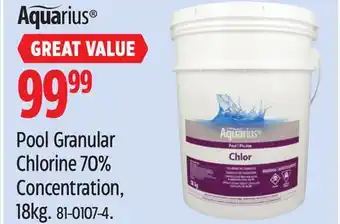 Canadian Tire Aquarius Pool Granular Chlorine 70% Concentration offer