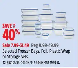 Canadian Tire Anchor Hocking Selected Freezer Bags, Foil, Plastic Wrap or Storage Sets offer