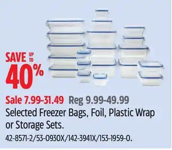 Canadian Tire Anchor Hocking Selected Freezer Bags, Foil, Plastic Wrap or Storage Sets offer