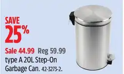Canadian Tire type A 20L Step-On Garbage Can offer