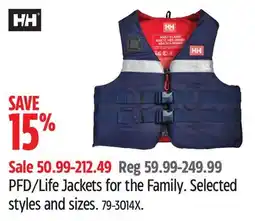 Canadian Tire Helly Hansen PFD/Life Jackets for the Family. Selected styles and sizes offer