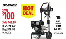 Canadian Tire Simoniz Platinum 3050 psi Gas Pressure Washer offer
