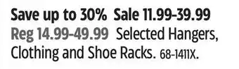Canadian Tire Type A Selected Hangers, Clothing and Shoe Racks offer