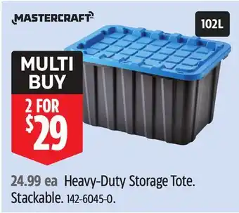 Canadian Tire MASTERCRAFT Heavy-Duty Storage Tote Stackable offer