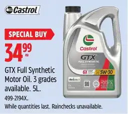 Canadian Tire Castrol GTX Full Synthetic Motor Oil offer