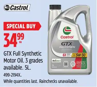 Canadian Tire Castrol GTX Full Synthetic Motor Oil offer